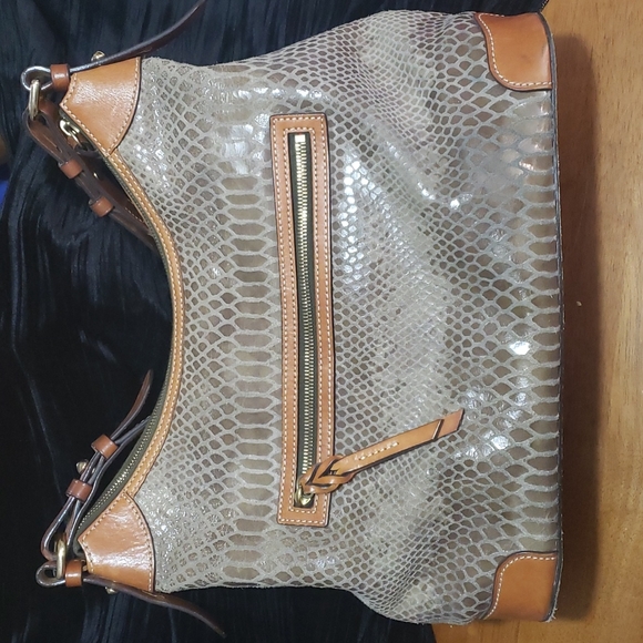 Dooney & Bourke Olive Green Snake Embossed Erica Large Shoulder Bag Purse - Picture 4 of 14